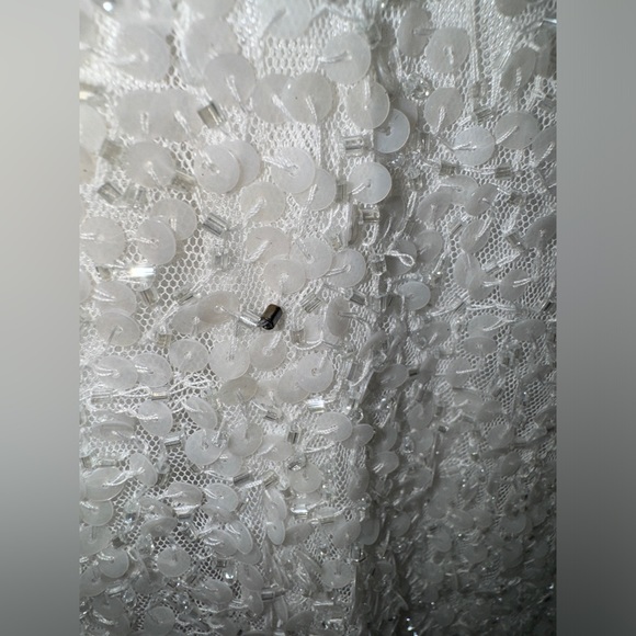 👗 NWT! Mac Duggal White Sequin & Bead Dress - Picture 9 of 16
